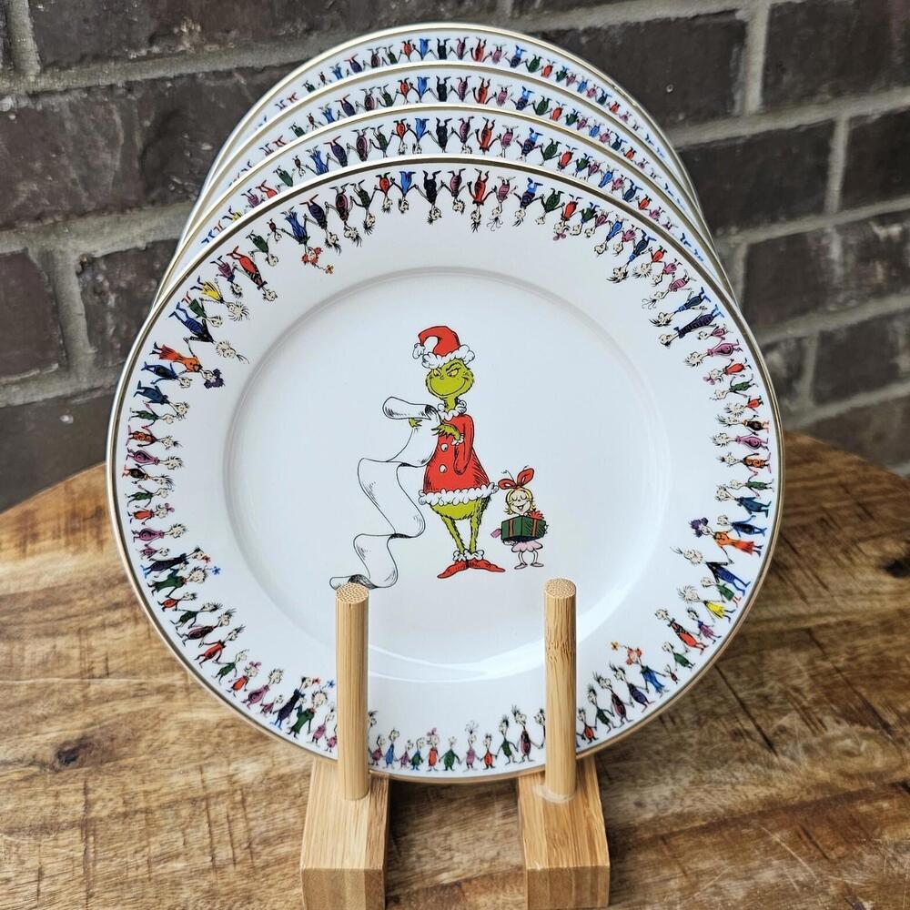 The Grinch who Stole Christmas Christmas Salad Plates  - Set of 4 NEW !!